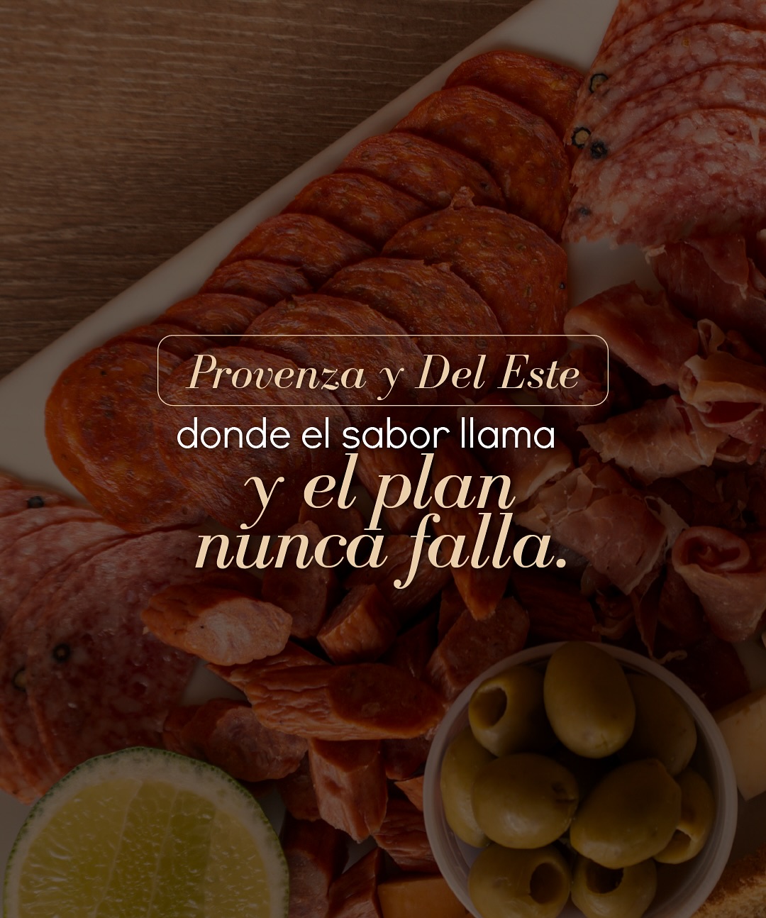 Tabla para compartir en una pieza que nombra Provenza y Del Este.